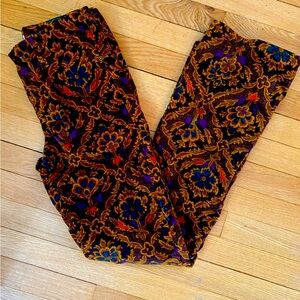 Urban Outfitters Velvet Floral Patterned Laced Cuff Pants NWOT